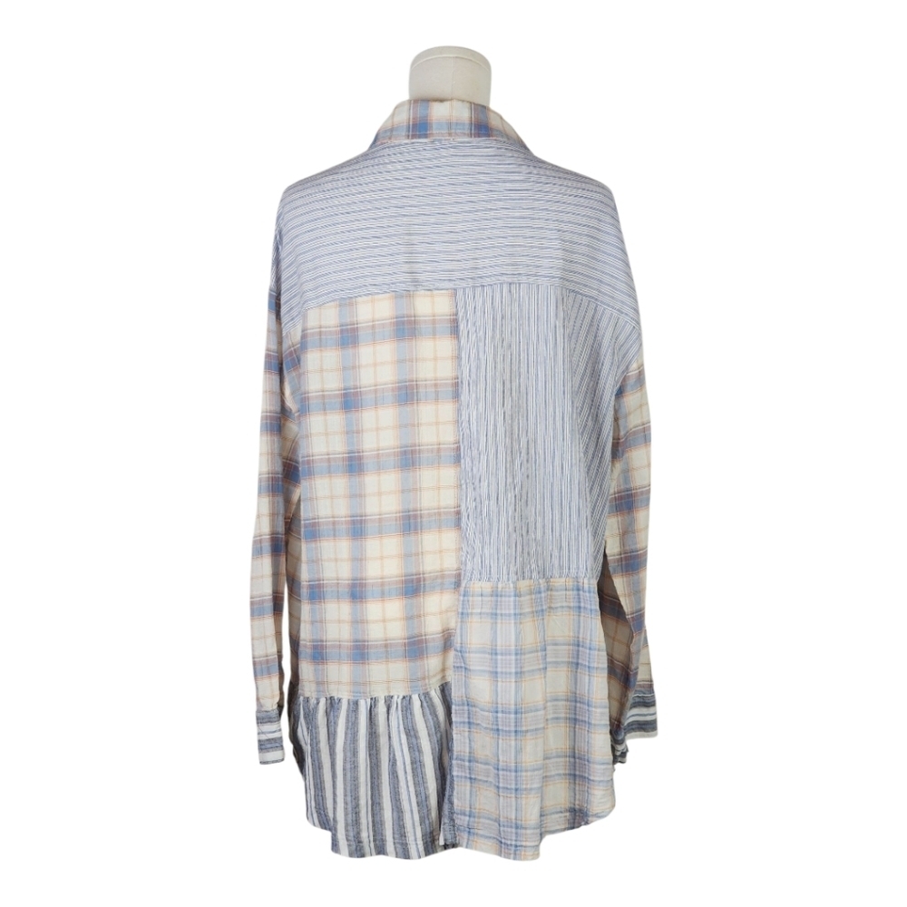 Umgee USA Patchwork Plaid Striped Button Down Shi… - image 4